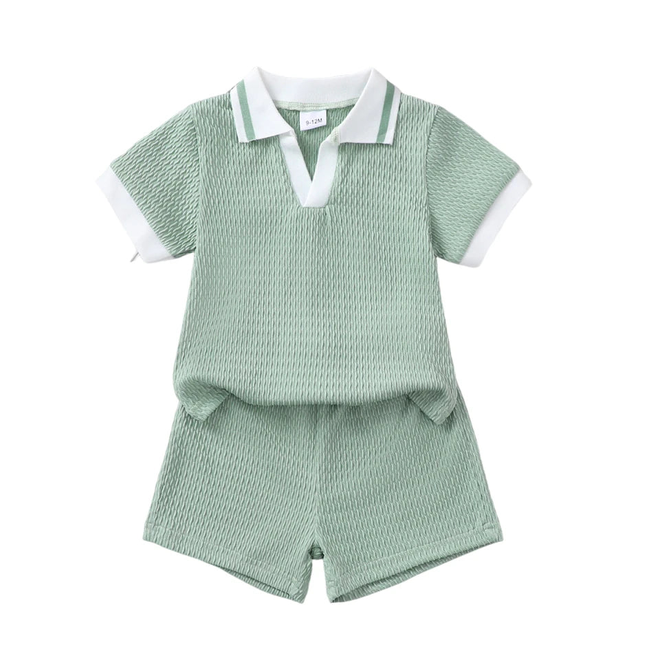 2Pcs Baby Boy Outfit Set Summer Fresh casual Short Sleeve Lapel Shirt + Shorts Toddler Infant Casual Kids Clothing For 0‑3Years