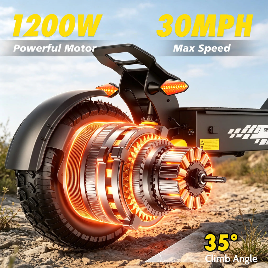 EOEOTWO 1200W Off Road Electric Scooter for Adults 48V Long Range E-Scooter 30MPH Fast Speed 11" Tubeless Tire Foldable Kick Scooter