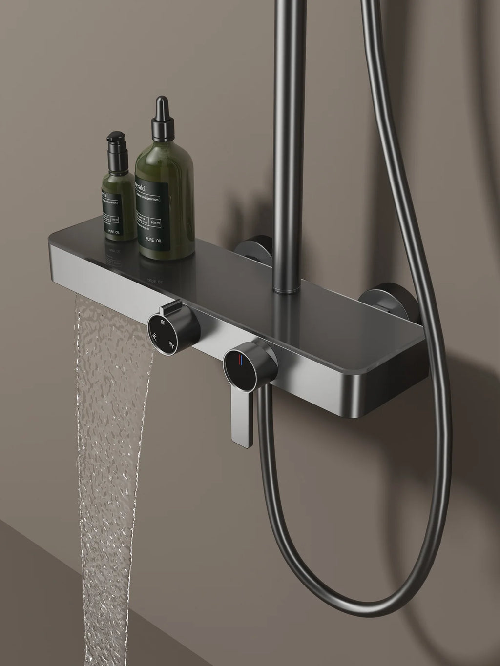 Orange Piano Bathroom Shower Set Waterfall Bathroom Mixer Faucets Rainfall Shower Head Hot Cold Piano Bathroom Shower System