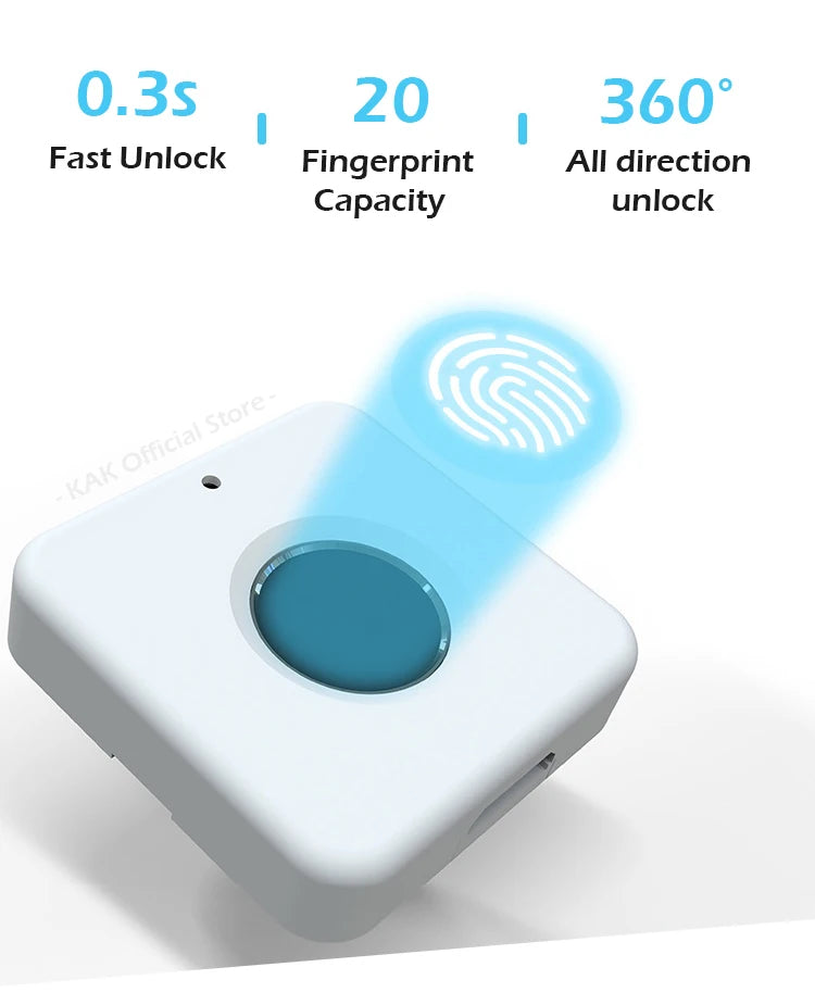 KAK Biometric Fingerprint Lock White Anti-theft Smart Drawer Lock 30x30mm Keyless Fingerprint Security Furniture Door Lock