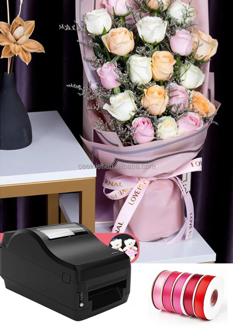 Commercial Automatic Digital Mini Satin Ribbon Printer Machine 203dpi Waterproof Label Home School Cloth Name Tag Gift