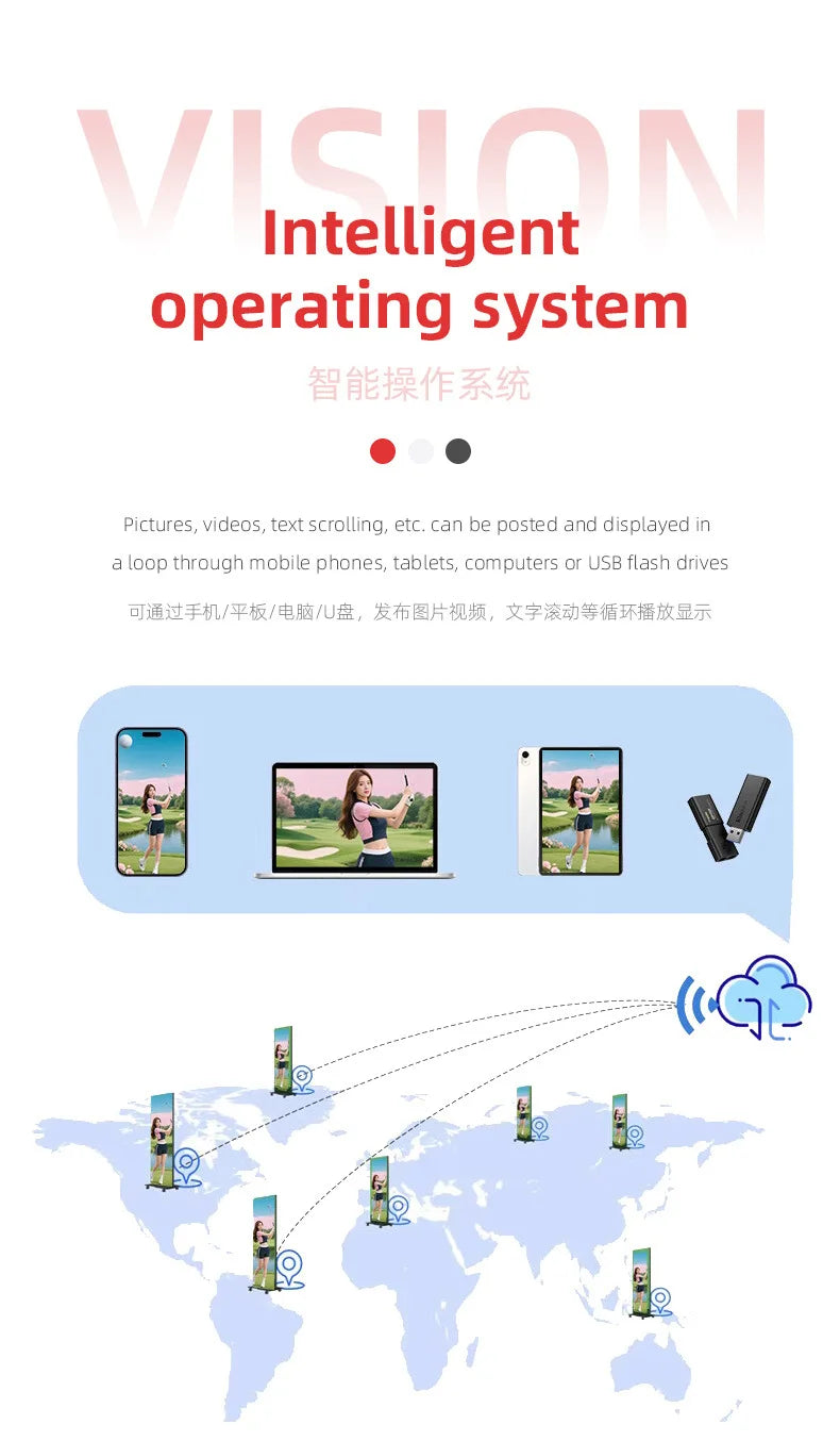 LED Display Poster Screen, Indoor Vertical Advertising Screen, Movable Folding, Exhibition Promotion