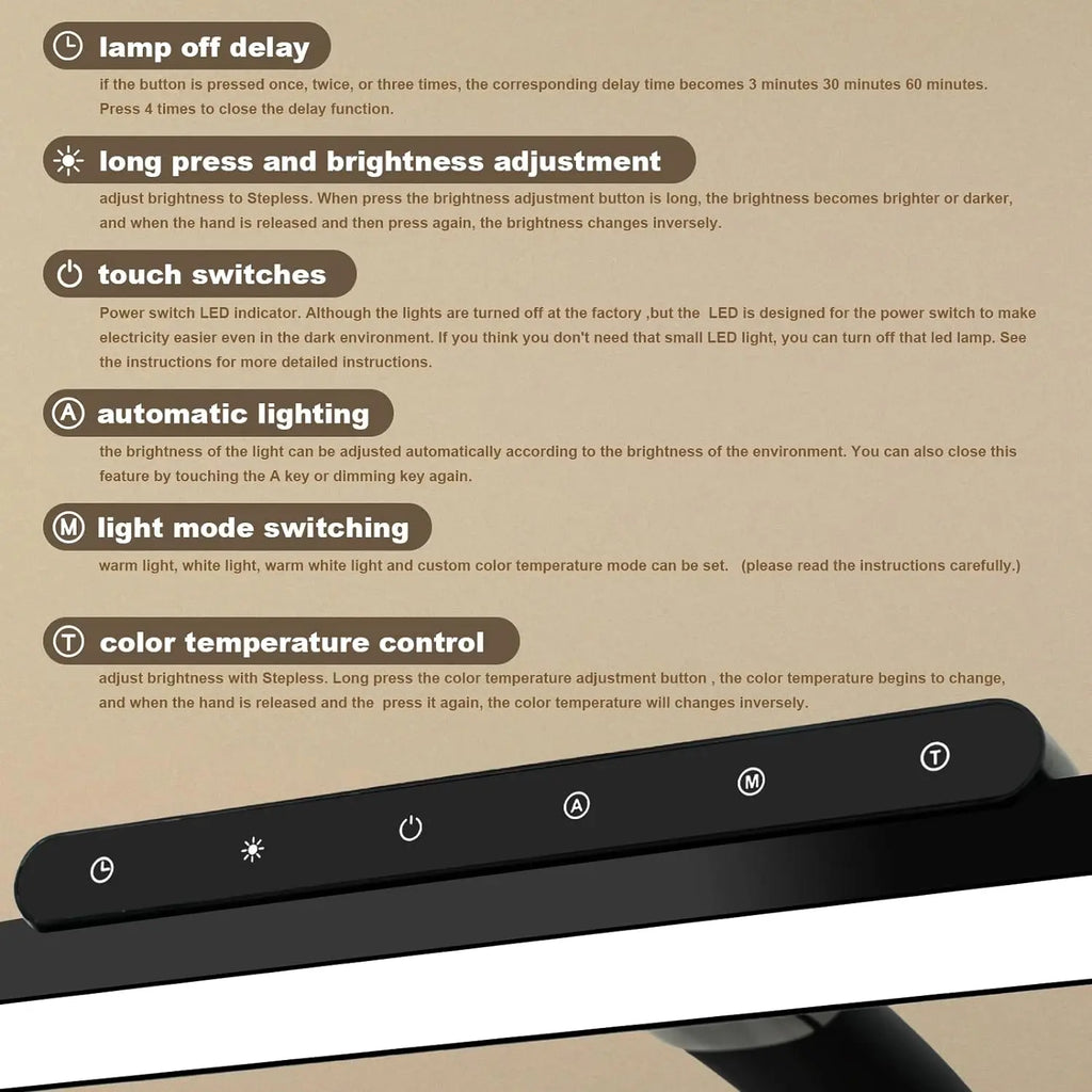 LOOPITYS 24W LED Desk Lamp 80cm 2310 Lumens Touch Control Dimmable Adjustable Color Temperature Clamp Table Lamp