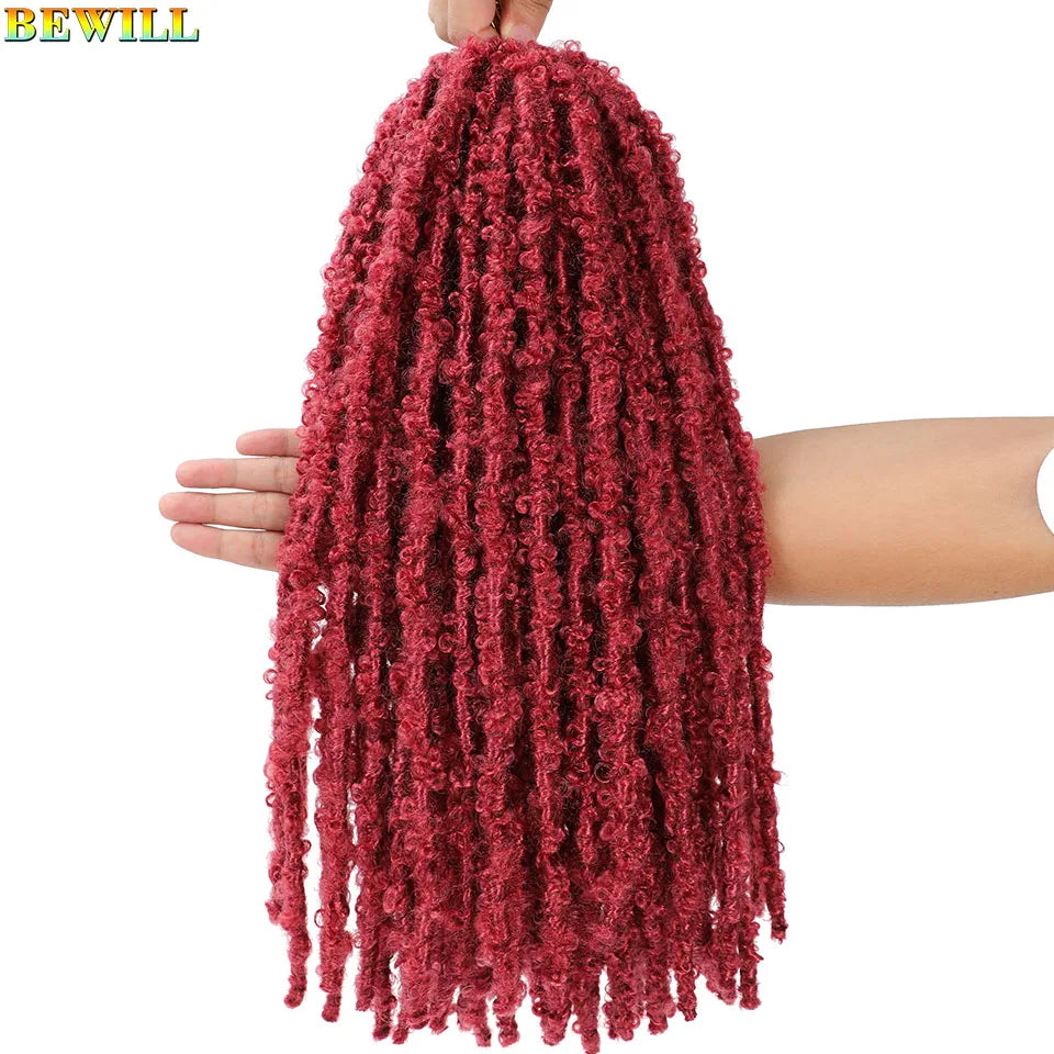 BEWILL 12 14 18 24 Inch Butterfly Locs Crochet Hair Pre-looped Synthetic Distressed Faux Braids Hair Soft Locs Goddess Locs Hair