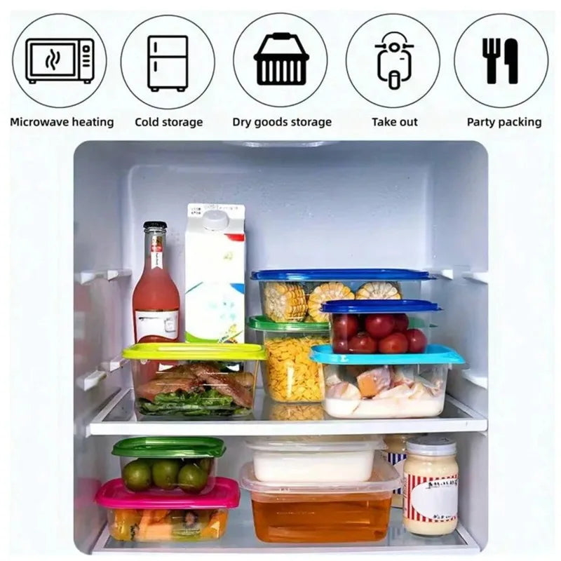 10pcs Stackable & Reusable Transparent Rectangular Food Storage Containers with Lids - Microwave, Refrigerator, and Freezer Safe