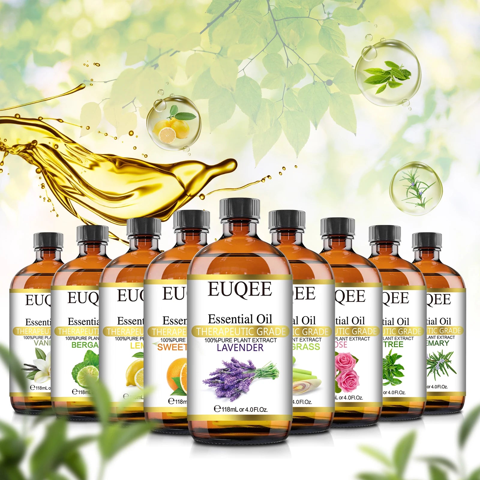 EUQEE 118ML Oregano Jasmine Lavender Essential Oil For Humidifier Diffuser Eucalyptus Aroma Oils For DIY Soap Candle