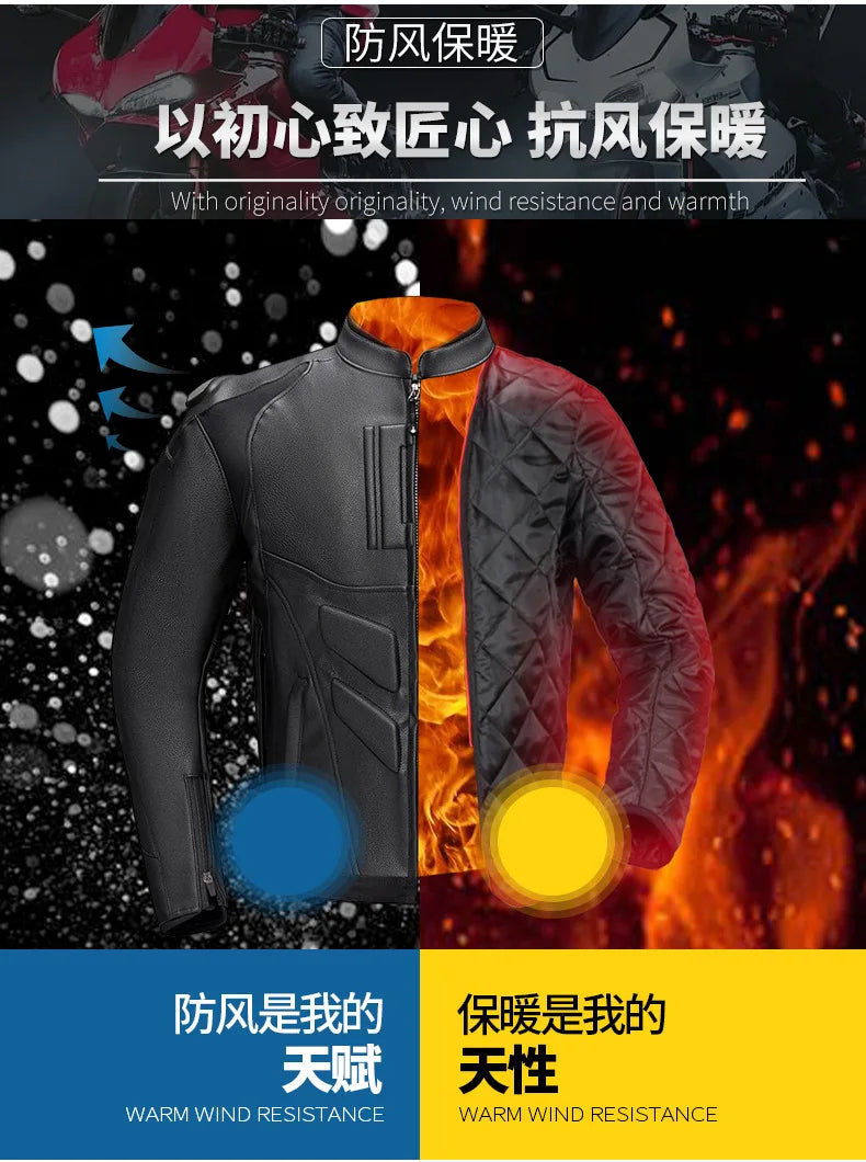GHOST RACING Winter Motorcycle Jacket Leather Chaqueta Moto Men Waterproof Moto Suit Motorbike Riding Jacket Motocross Jacket