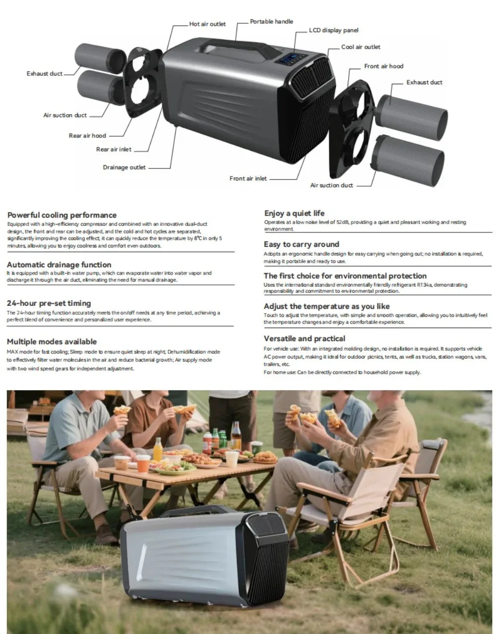 Hot Sale New Portable  Air Conditioner – 5200 BTU  with Power Station Support Great for Camping  RV Travel and Outdoor Use