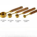 4pcs Golden Measuring Cups and Spoons Set Stainless Steel Measuring Cups Spoons Set with Wooden Handle Baking Kitchen Gadgets