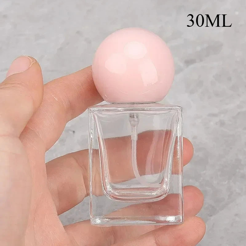 30ml Perfume Bottle Glass Line Mist Perfume  Atomizer Wood Lid Empty Sprayer Bottle Cosmetic Containers Travel Bottle Packaging