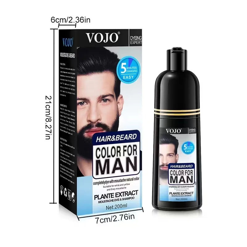 200ml Natural Permanent Beard Dye Shampoo Long Lasting Beard Coloring For Men Removal White Grey Hair Color Cover Beard Care