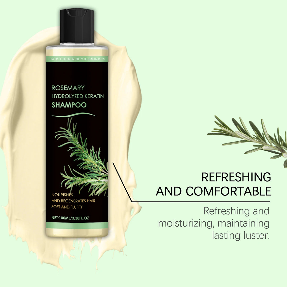 Rosemary Shampoo for Oily Scalp Soothing Dandruff Treatment & Volumizing Care Repairs Split Ends Natural Plant-Based Shampoo