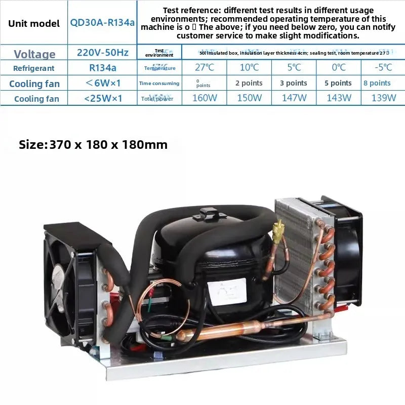 QD52A Small Air-cooled Unit 220VR134a Refrigeration Integrated Unit Can Be Turned on For Refrigeration and Temperature Control
