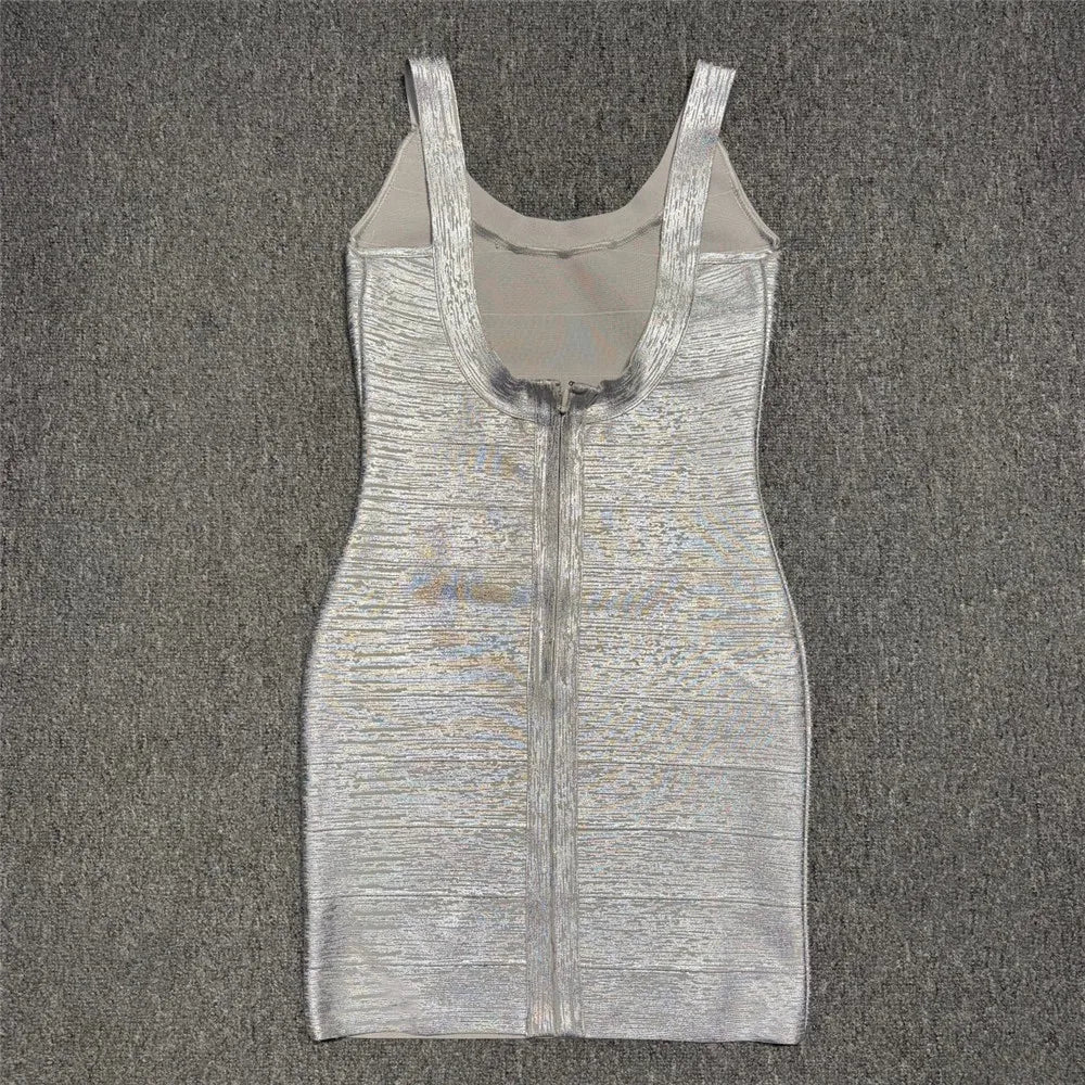 Summer New Hot Stamping Spaghetti Strap Bandage Dress Sexy Backless Club Party Mini Dresses