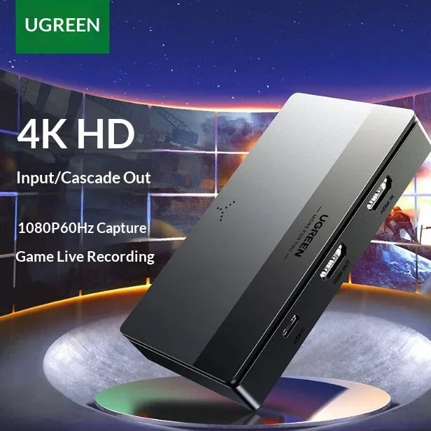 UGREEN CM630 15390 4K 60Hz HDMI Video Capture Card 1080P 60fps USB C Recording Loop Out with Mic Headset