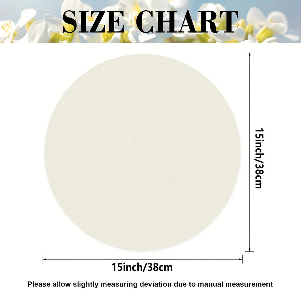 VIKAMA 4pcs Spring Floral Round Placemats Tulip And Lavender Print Placemats Home Dining Table Decor Coffee Coasters