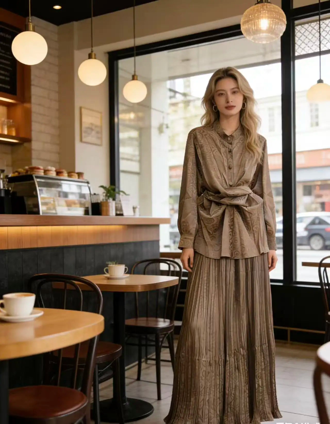 Summer Retro Print For Women Suit Chic and Elegant Outifits Top+High Waist Wide Leg Pleated Long Pants 2 Piece Set 2026