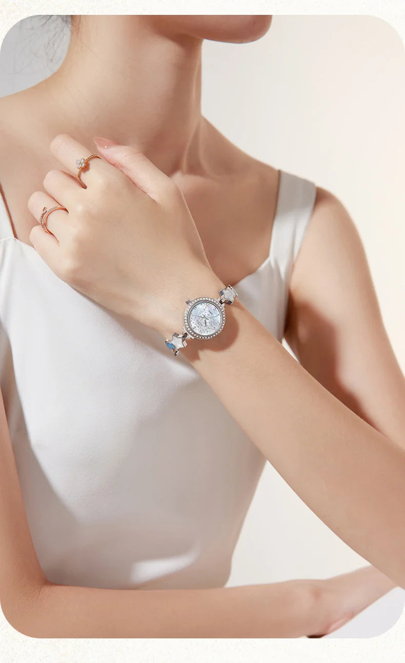 OLEVS Original Quartz Women's Watches Trendy Star Moon Diamond Dial Elegant Ladies Bracelet Wristwatches Luxury Woman Watch 5665