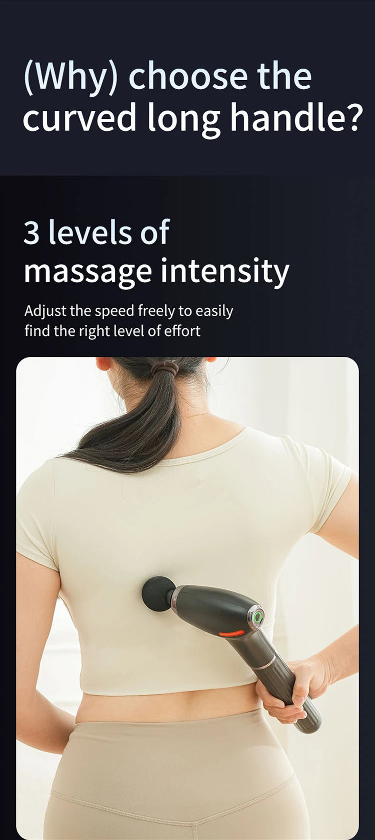 Mulit functional fascia gun with Extended Handle Percussion Back Massager for muscle relaxation  Back Waist Body Massage
