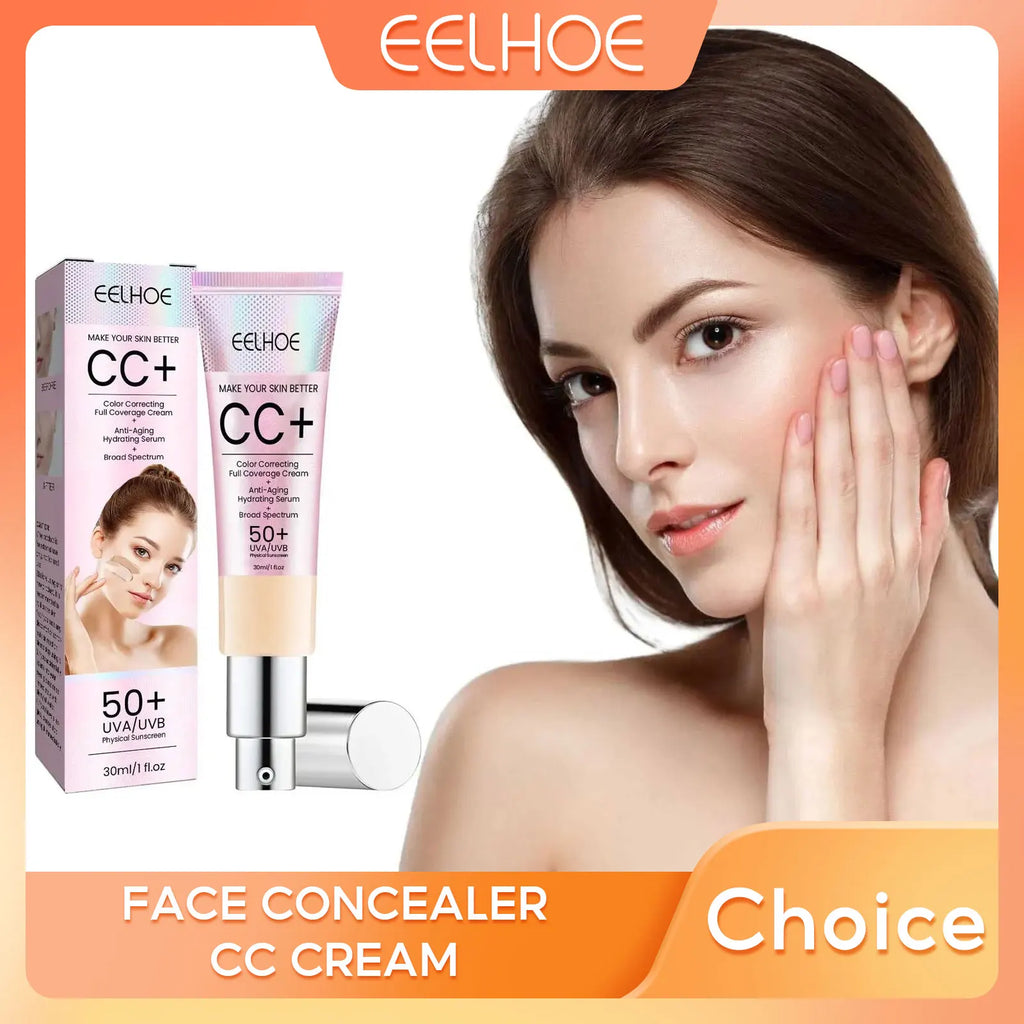 EELHOE CC Cream Foundation Long Lasting Oil Control Waterproof Moisturizing Skin Brightening Cover Blemishes CC Face Cream 30ml