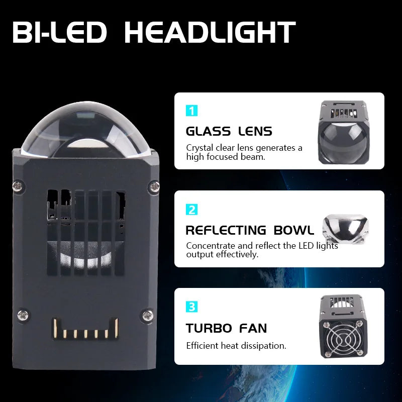 NXY M18 1.8 Inch Bi LED Lens Headlight Projector Module 120W Super Bright EV Electric Car Motorcycle Retrofit Tuning Lamps 12V