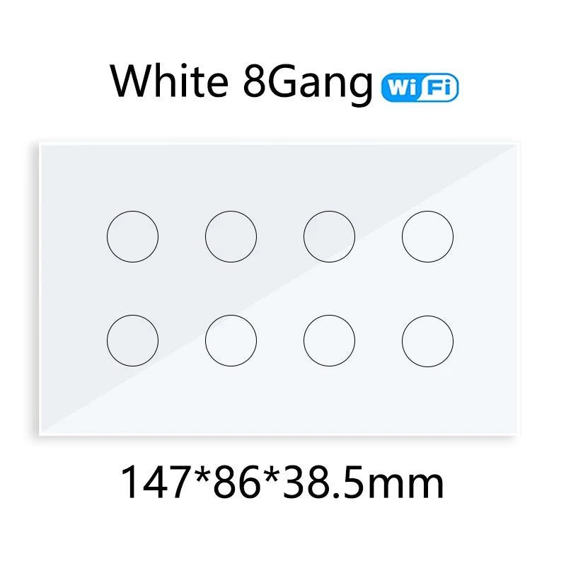 WIFI Smart Touch Light Wall Switch Interruptor Glass Panel 8/10 Gang 147*86mm Work Tuya APP  Whole house intelligent control