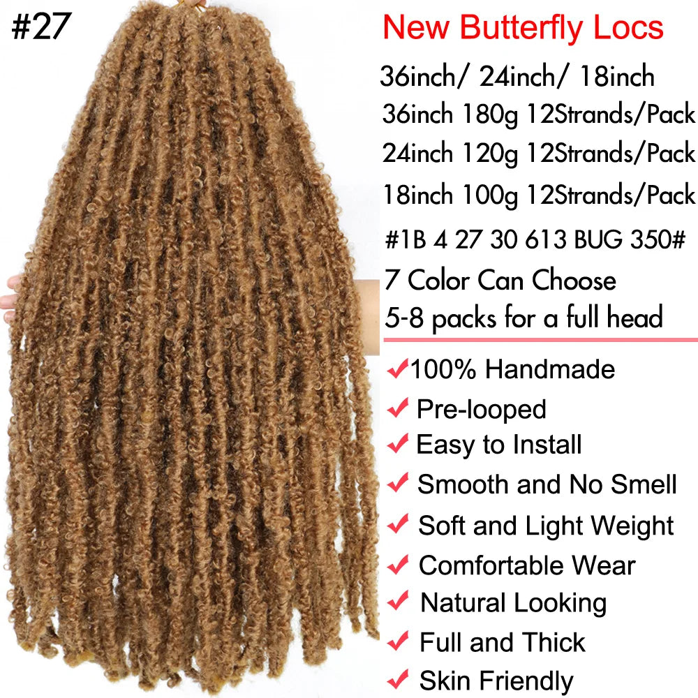 Butterfly Faux Locs Crochet Hair Super Long Prelooped Distressed Locs Soft Locs Crochet Hair For Black Women Crochet Braids Hair