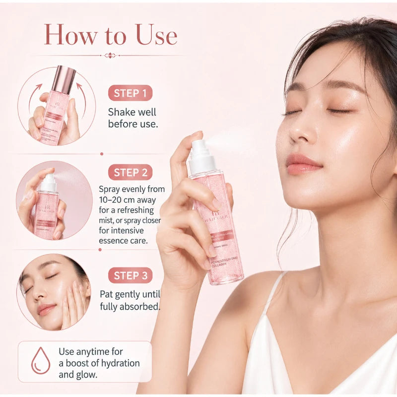 PDRN Vitamin C Jelly Essence Spray 100ml, Niacinamide Collagen Glow Soften Relieve Dryness Pre-makeup Spray Daily Skincare Set