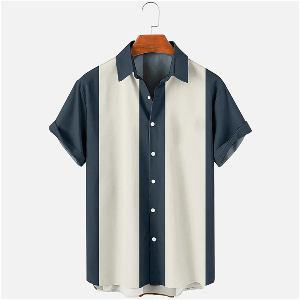 Summer New Casual Solid Color Panel Lapel Beach High Quality Top Men's Short Sleeve Shirt Fashioncomfortable Soft Fabric