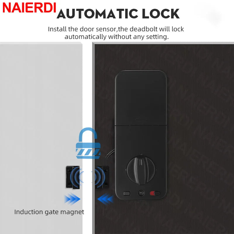 NAIERDI Smart Door Lock Tuya Fingerprint Keyless Entry Door Lock Anti-theft Security Digital Electronic Locks Door Hardware