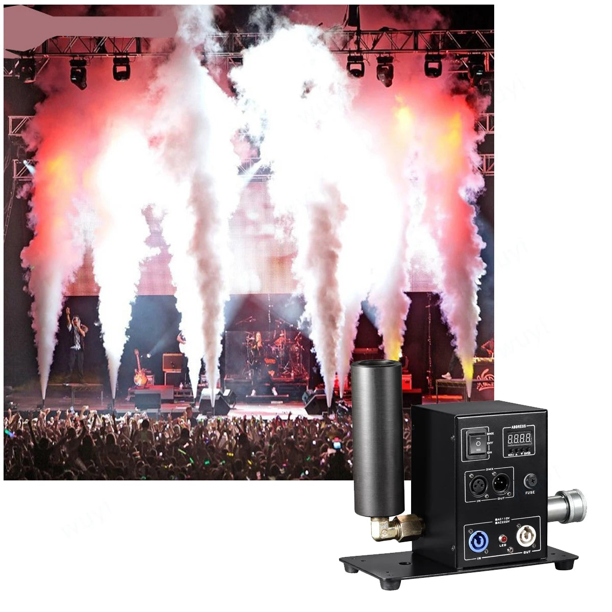 Air Column Stage Party Disco Co2 Jet Machine Spray Cryo Carbon Dioxide Gas Smoke Fog With DMX512 and Remote Control or DIP Code
