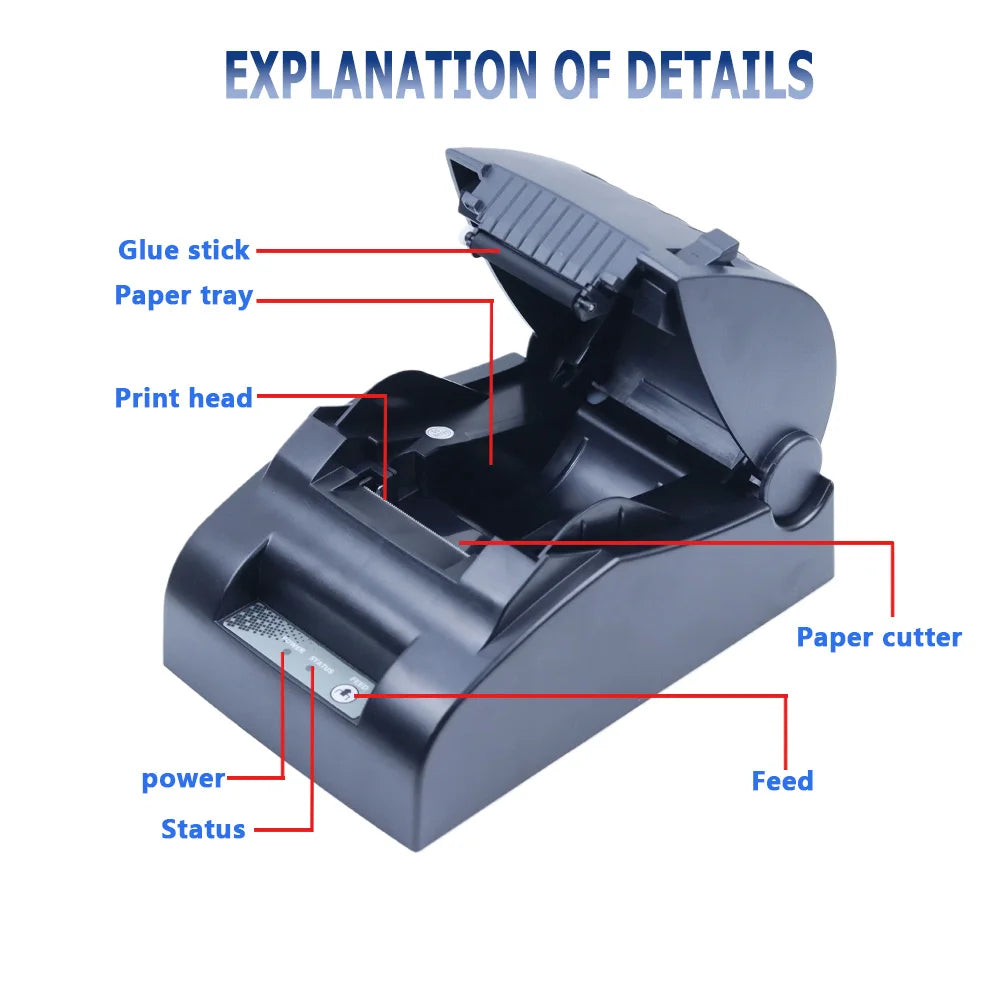 USB Thermal Receipt Printer POS Printer for Gold Densitometer Paper Width 58mm，Printing Speed 90mm/s