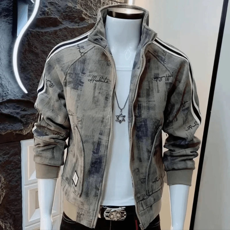 Fashionable Brand Jacket for Men's New Retro Pattern Casual Long-sleeved Jacket Niche Handsome