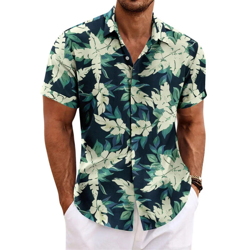 Men's Hawaiian shirt short sleeved printed button clothing summer beach shirt casual vacation comfortable and breathable