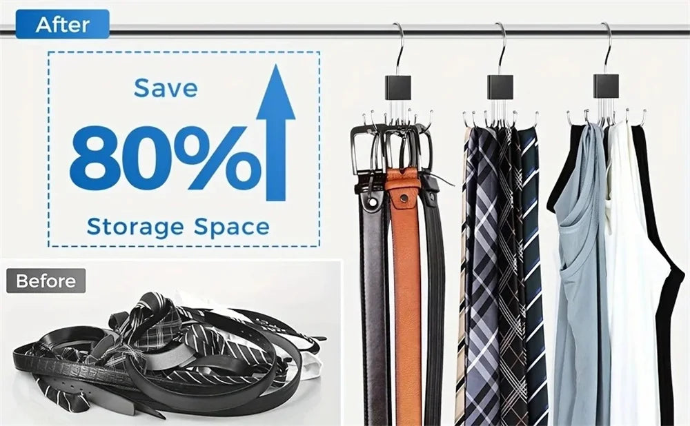 360°Rotating Belt Hanger Hook Durable Belts Rack Organizer for Belts Scarves Bras Ties Home Dorm Storage Hanger Closet Organizer