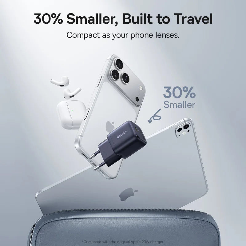 Baseus 20W USB C Charger Portable Type C Charger Support PD Fast Charging For iPhone 15 14 13 12 11 Pro Max 8 Plus Quick Charger