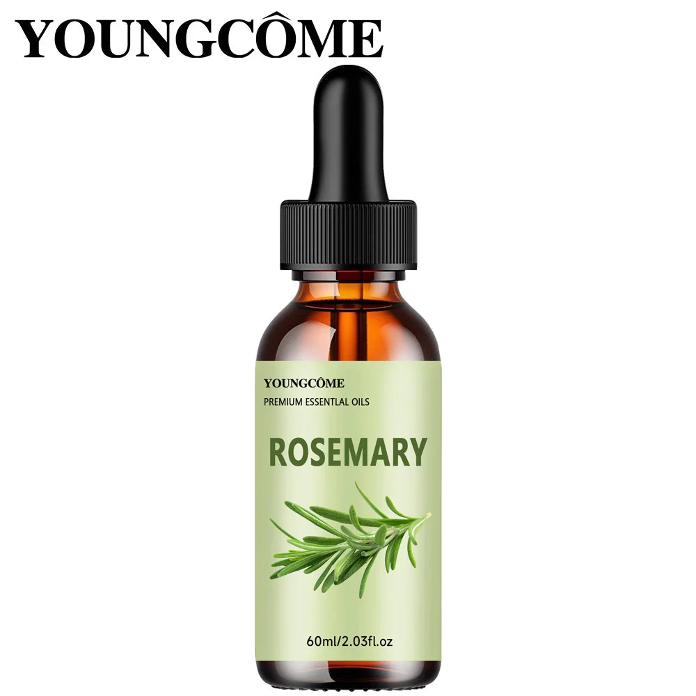YOUNGCOME Natural Rosemary Essential Oil, Repairs Damaged Hair Improves Quality Moisturizes Hair Care Oil Suitable for Hair, Bod