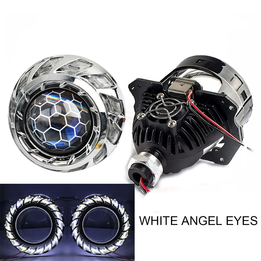 120W 2PCS 3.0 Inch Blue Honeycomb Bi LED Projector Lens Retrofit H1 H4 H7 H11 Universal Car Headlamp Retrofit Styling 6000K