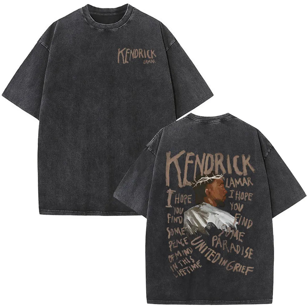 Kendrick Lamar To Pimp A Butterfly Graphic Vintage Washed T-shirts Men Fashion Hip Hop Retro Short Sleeve T Shirt Streetwear