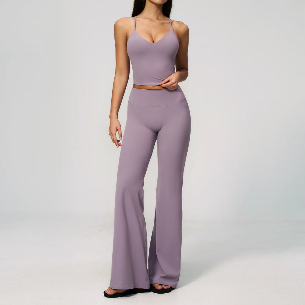 2PCS Yoga Suit Women's Tracksuits Gym Clothes Running Workout Outfits Sports Bra Middle Pants Athletic Wear Female Yoga Clothing