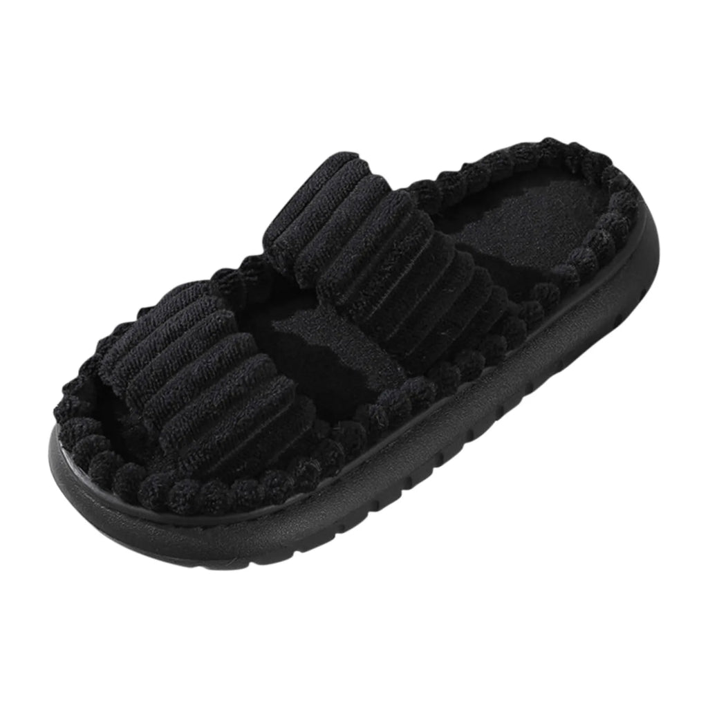 Fashion Women Winter Slipper Corduroy Double Strap House Warm Plush Flat Slippers Autumn Woman Light Comfort Indoor Slipper