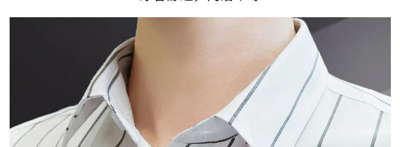 Stylish Men's Striped Shirt Printed Casual Business Dress Shirts Long Sleeve All-Match Slim Fit Fashion Korean Streetwear Shirts