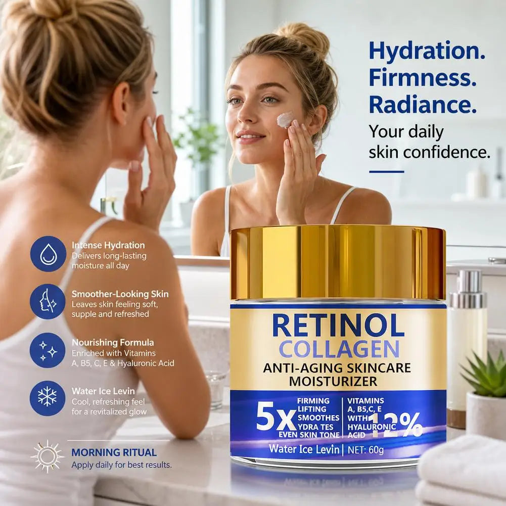 60G Retinol Collagen Face Cream Moisturizing and Anti-Wrinkle Firming Cream Firming Lifting Smoothing Face Cream Even Skin Tone