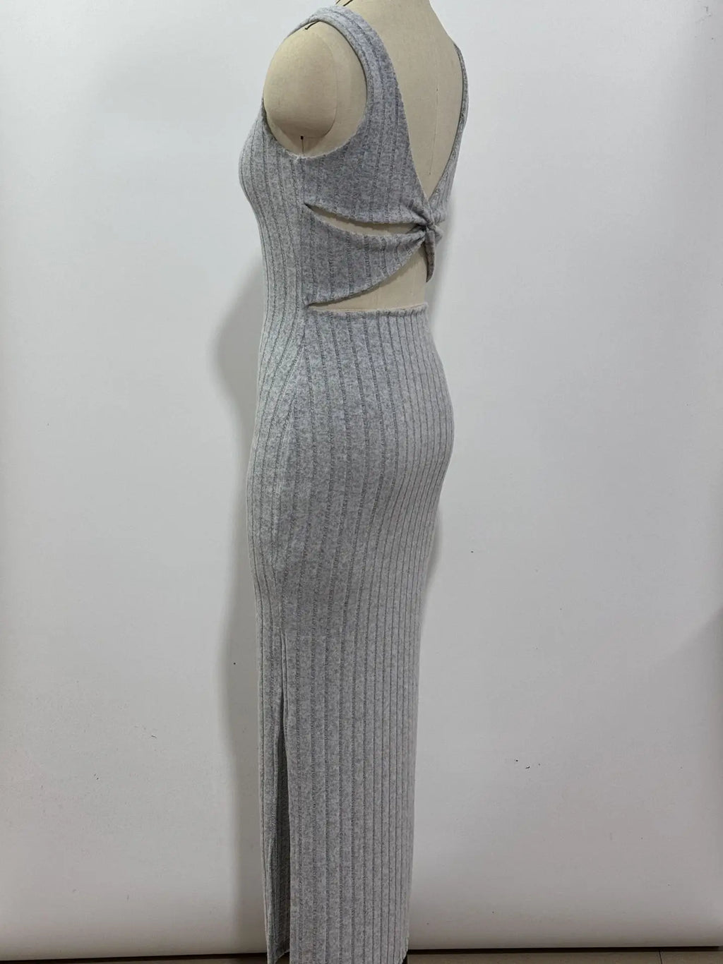 Elegant Slim Knitted Dresses Women New Sexy Hollow Out Backless Bodycon Long Dress Streetwear Fashion Casual Solid Lady Dress