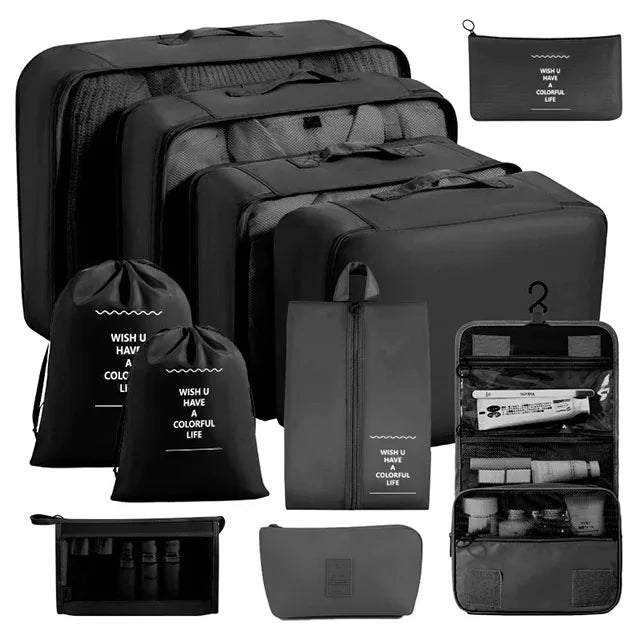 11Pcs Travel Packing Cubes Set Waterproof Luggage Organizer Drawstring Storage Bags for Clothes Shoes Underwear Cosmetic