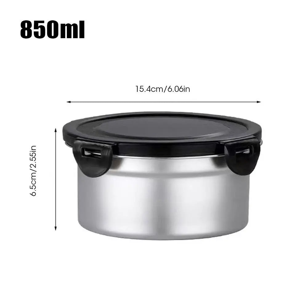 1Pcs Fresh Keeping Lunch Box Lunch Meal Prep Storage Round Bowl Food Container Fridge Kitchen 304 Stainless Steel