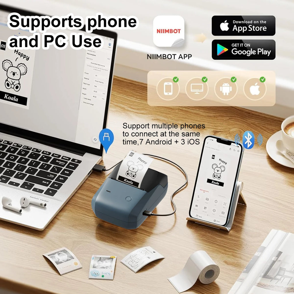 300dpi Portable Niimbot B1 PRO Wireless Label Printer Adhesive Sticker Labeling Machine DIY 20-50mm Labels Maker for Office Home