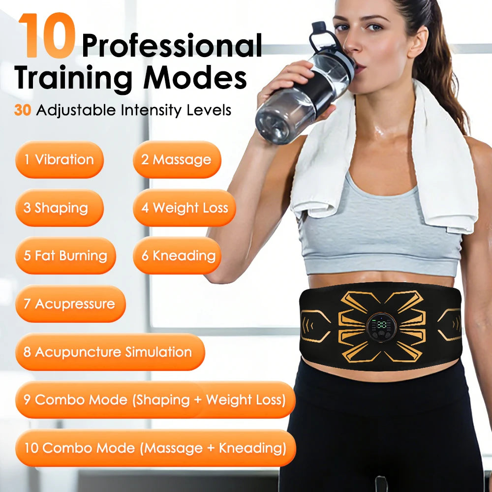Muscle Toner Abdominal Toning Belt Smart EMS Muscle Stimulator Fat Burning Ab Trainer Weight Loss Fitness Equipment For Home Gym