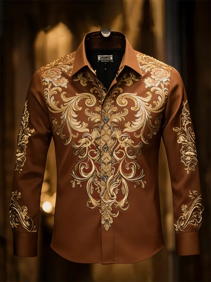 New 11 color men's 3D printed long sleeved shirt with high-quality and casual long sleeved collar top