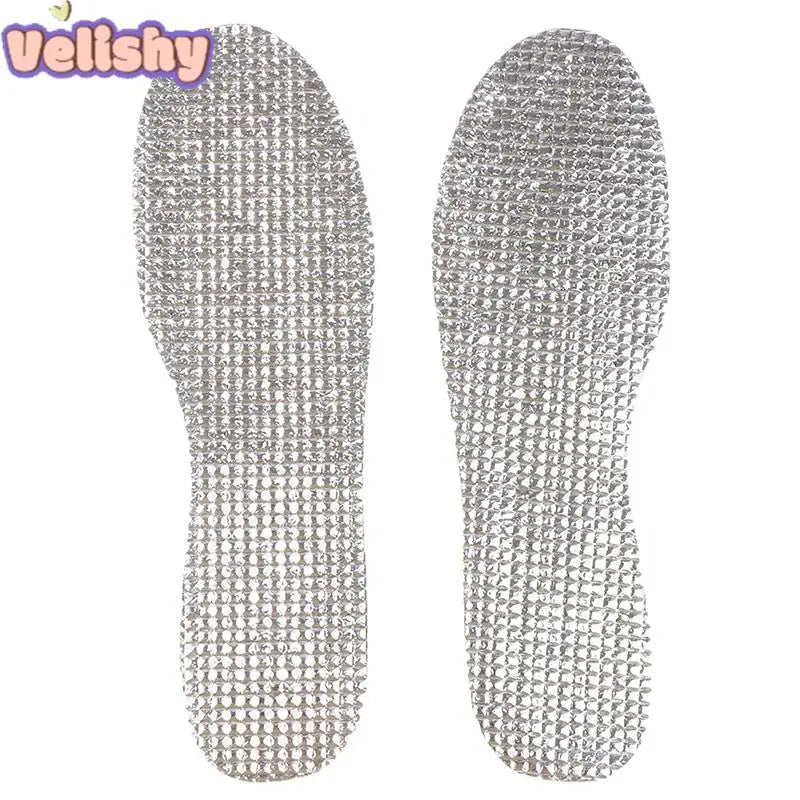 1 Pair Of Aluminum Foil Lamb Wool Insoles For Winter Warm Moisture-Proof Soft Sweat-Absorbing Breathable Plus Velvet Insoles